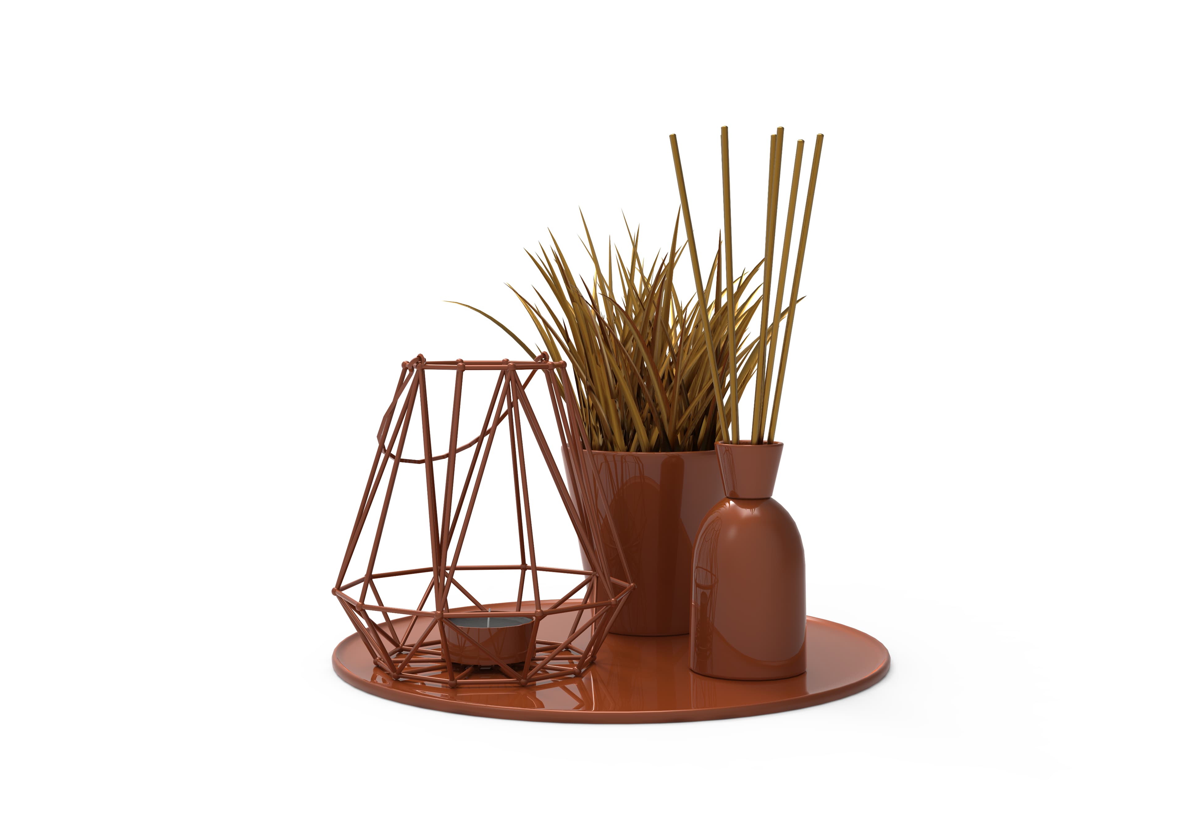 Dried botanical arrangement in a ceramic vase