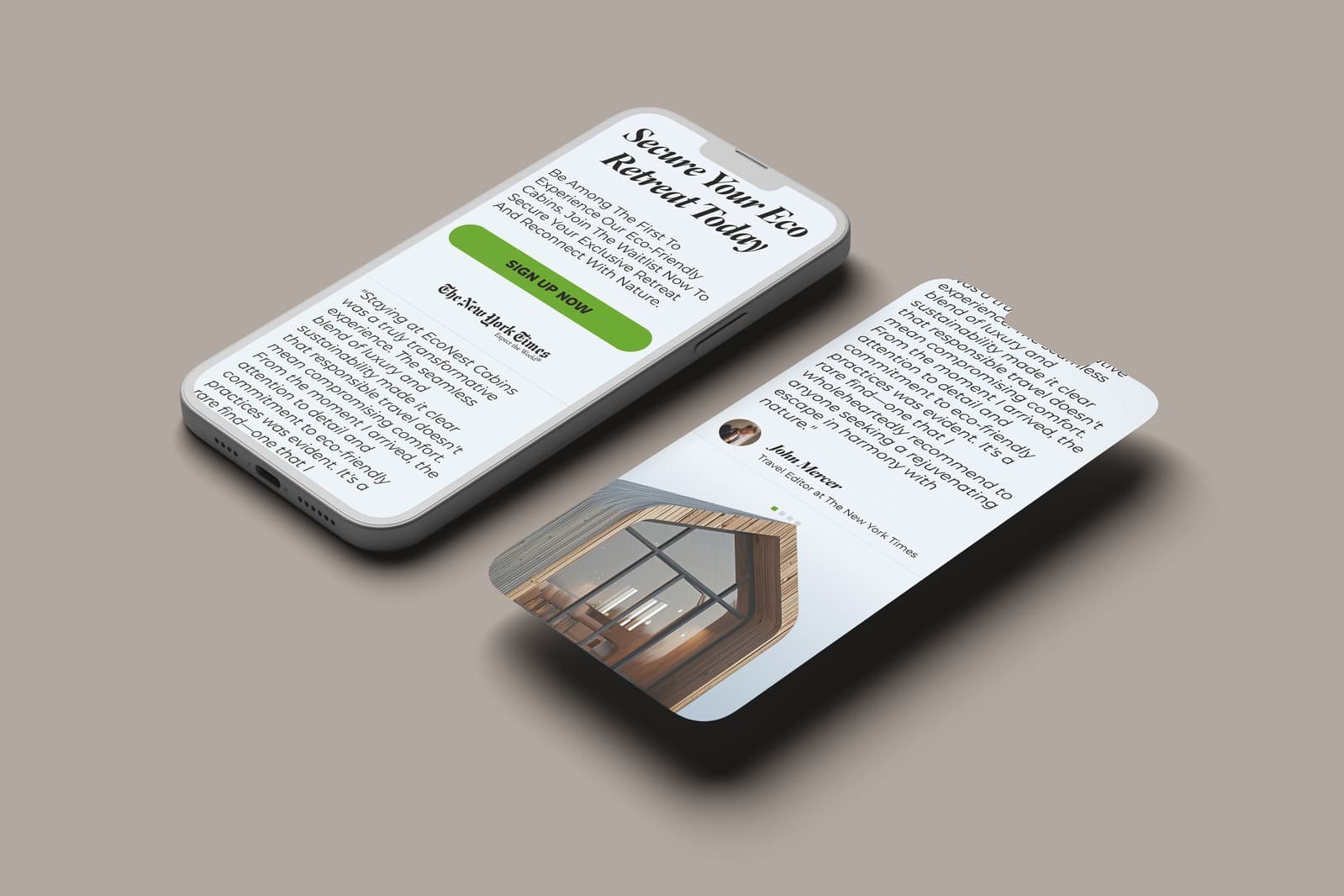 EcoNest mobile views of the testimonial section
