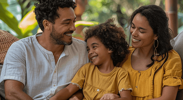 The Martinez family — two parents and a child — together outdoors